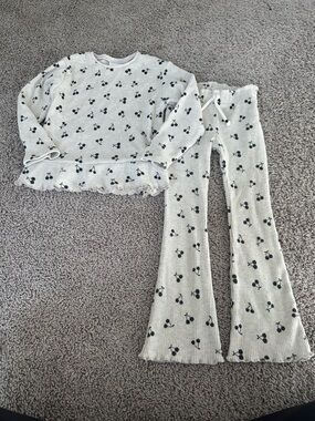 Zara Cream and Black Cherry Print Kids Matching Set